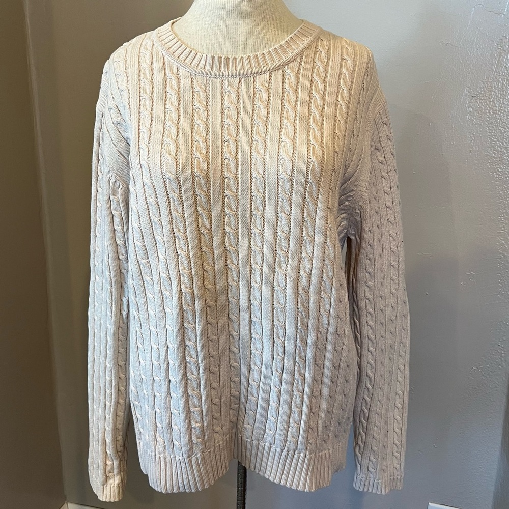 Croft&Barrow Cream Cable Knit Long Sleeve 100% Cotton Pullover Sweater Womens XL